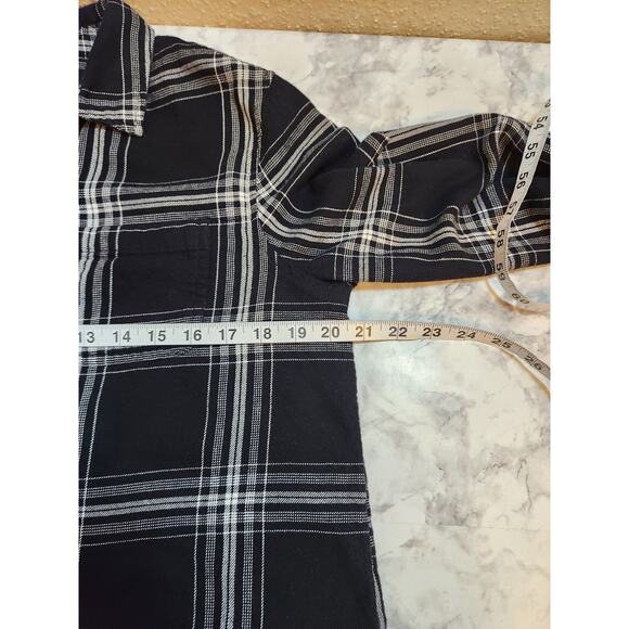 A.n.a Women's Black White Plaid Long‎ Sleeve Button Down Shirt Size Small - Picture 5 of 6